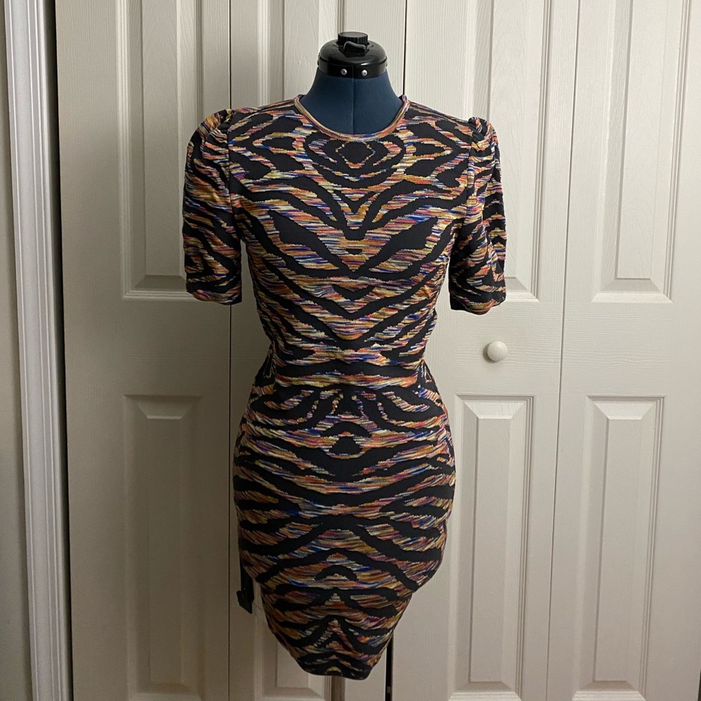 Free People Knitted Multicolored Black Dress SM